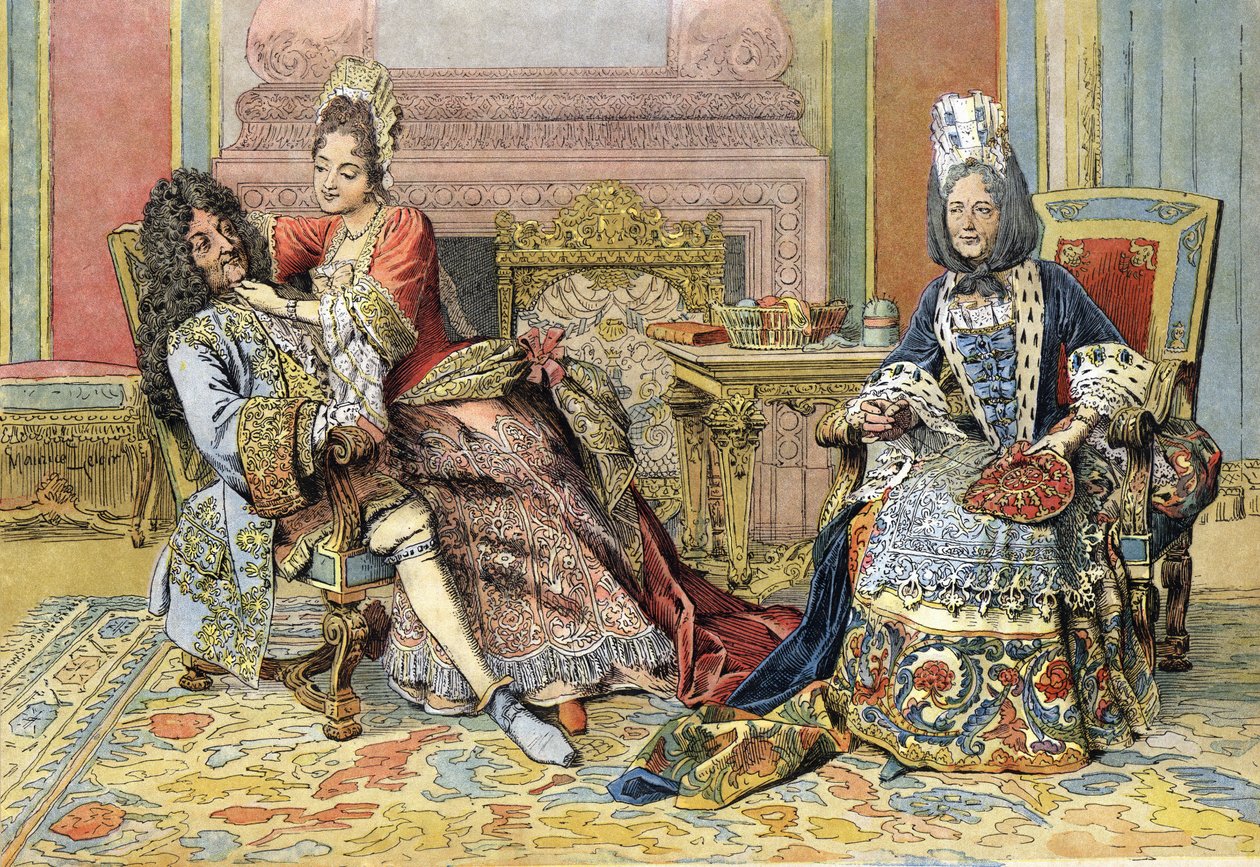 Hertiginnan av Bourgognes bekantskap med Ludvig XIV känd som solkungen (kung Soleil eller Ludvig den store av Maurice Leloir