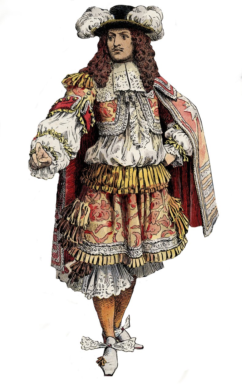 Franske kungen Ludvig XIV - Kromotypografi i "" Le Roy Soleil"" (Louis XIV) av Gustave Toutwelve, Illustration av Maurice Leloir (1853-1940) av Maurice Leloir