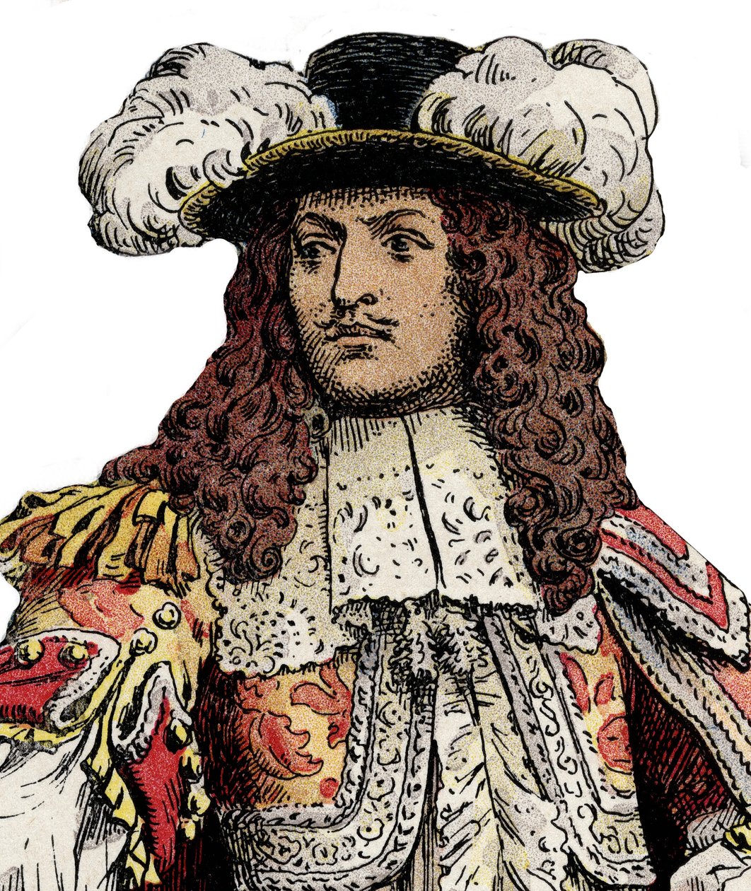 Franske kungen Ludvig XIV - Kromotypografi i "" Le Roy Soleil"" (Louis XIV) av Gustave Toutwelve, Illustration av Maurice Leloir (1853-1940) av Maurice Leloir