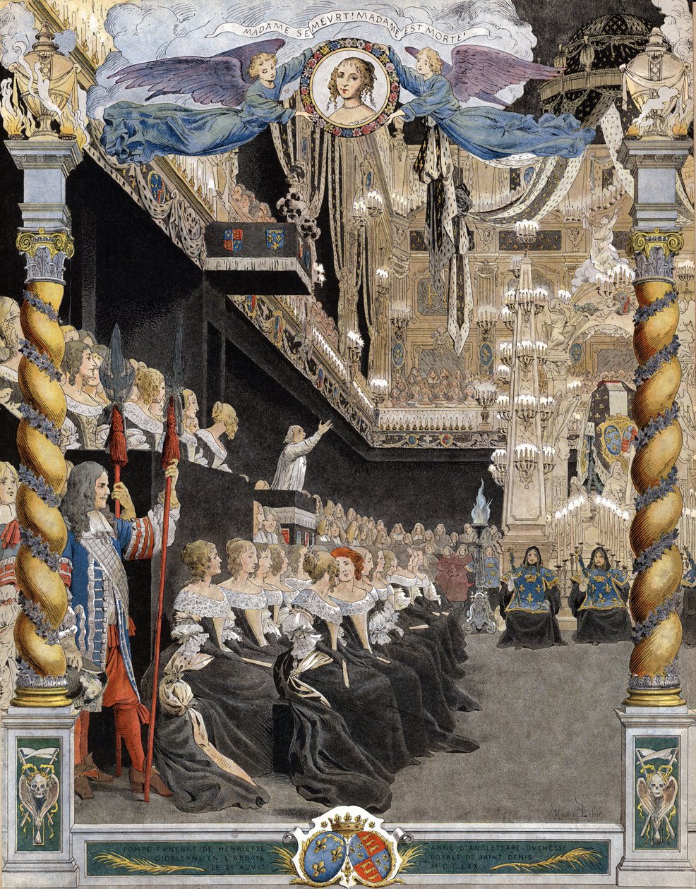 Begravning av Henriette Anne (Henriette-Anne) av England (1644-1670), i basilikan Saint Denis (Saint Denis) den 21 augusti av Maurice Leloir