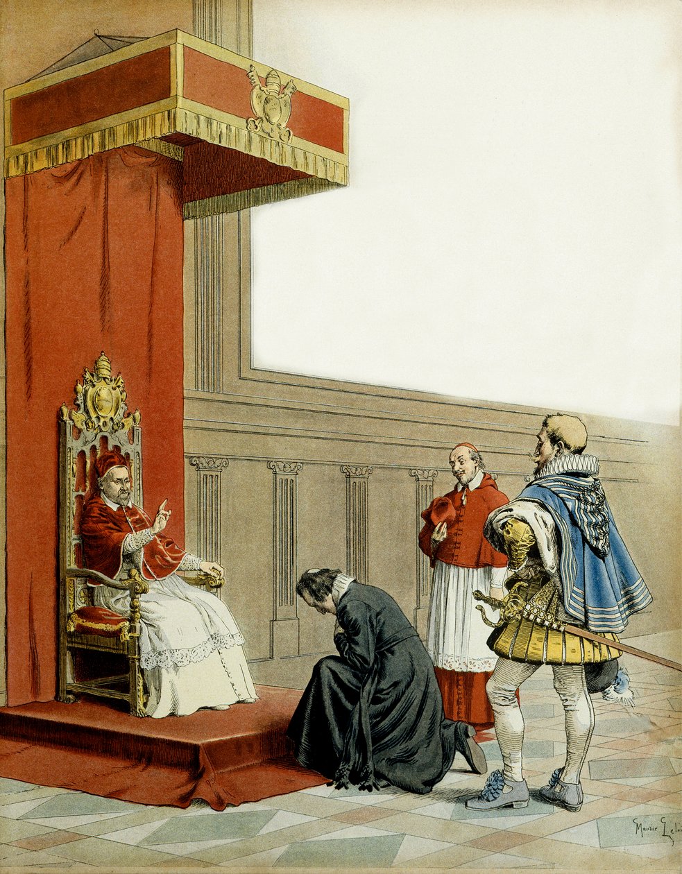 Frankrikes historia: Presentation av Abbe Armand de Cardinal de Richelieu (Armand Jean du Plessis av Maurice Leloir