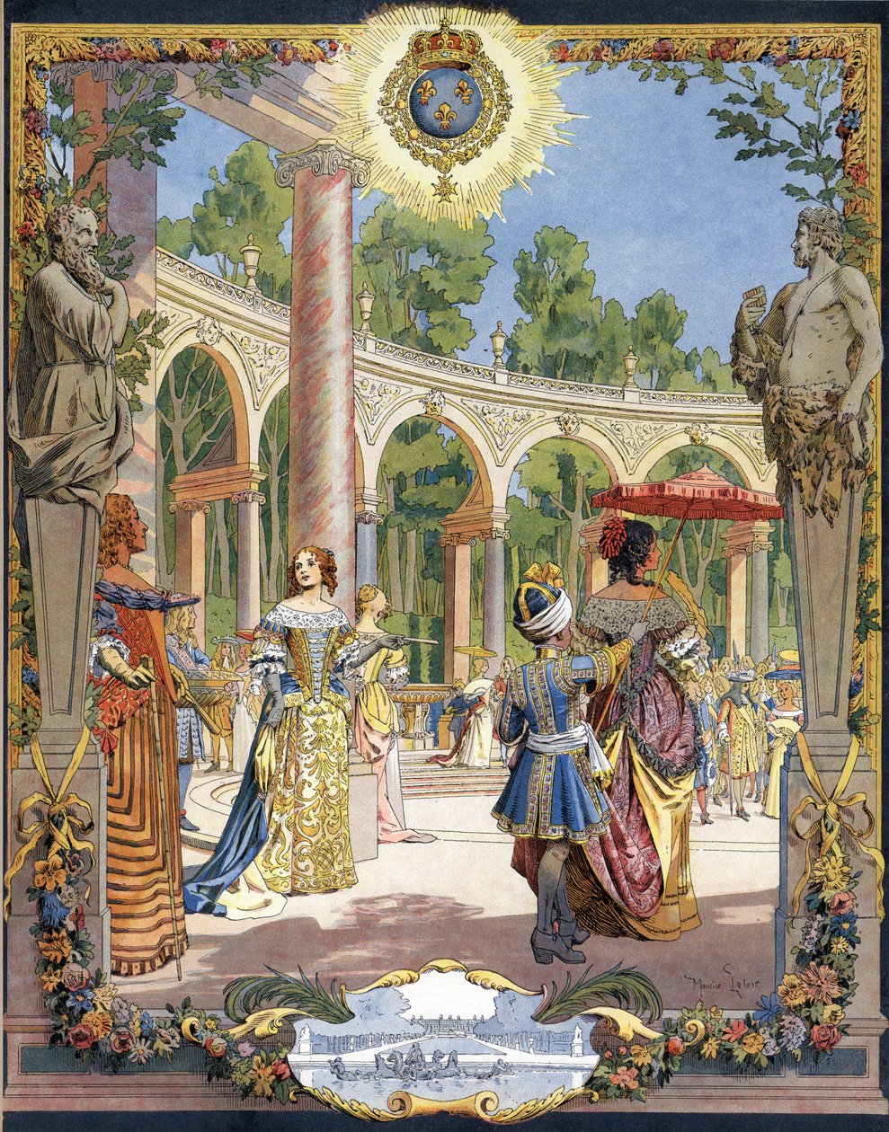 Kung Ludvig XIV känd som Solkungen (Kung Sun eller Ludvig den Store av Maurice Leloir