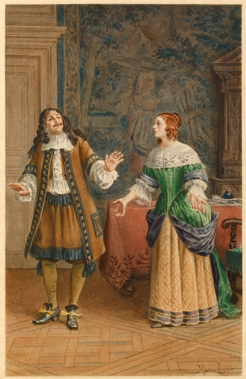 Moliere och Catherine de Brie (illustration) av Maurice Leloir