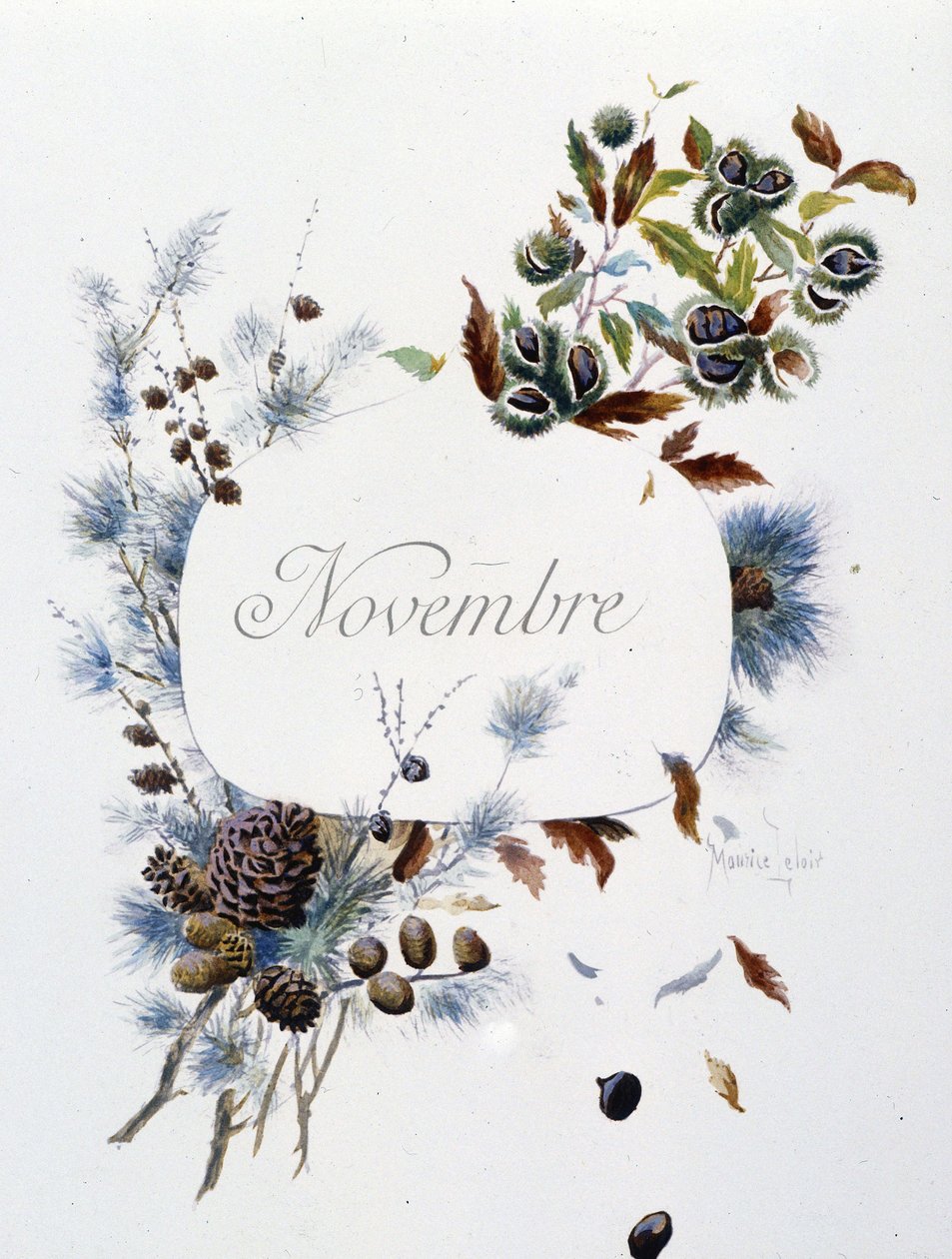 November ""Månadens sång"" av Jérôme Doucet, illustration - Maurice Leloir, red. Reims 1904. L. Michaud av Maurice Leloir