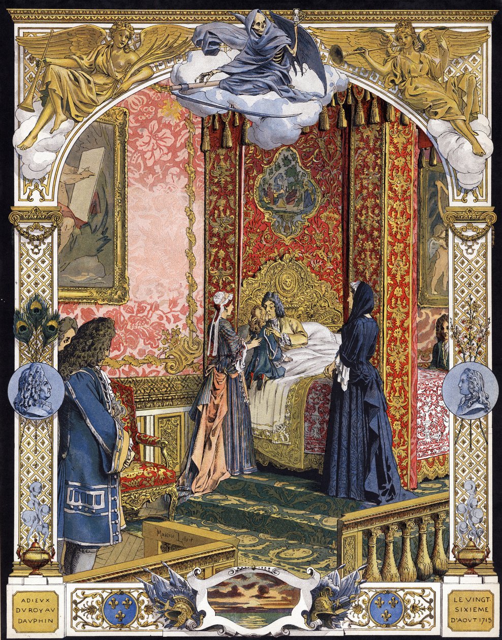 Presenterad av hans hushållerska, Madame de Ventadour (Charlotte de la Mothe Houdancourt av Maurice Leloir