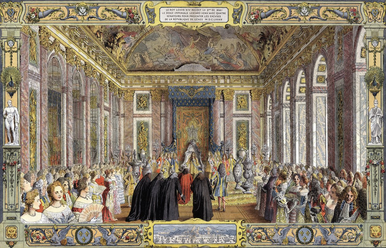 Reparation gjordes till Ludvig XIV känd som Solkungen (Kung Soleil eller Ludvig den Store av Maurice Leloir