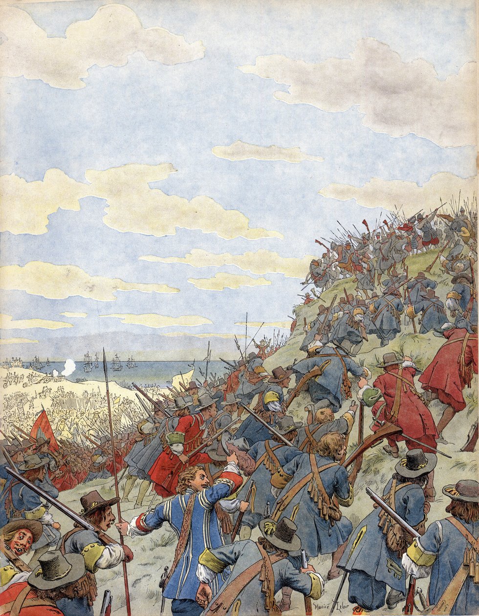 Slaget vid sanddynerna (nära Dunkirk) av Maurice Leloir