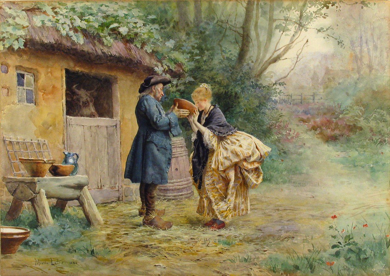 Drycken av mjölk, 1882. av Maurice Leloir