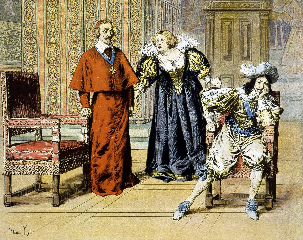 Dupedagen (11/11/1630): Richelieu förblir oberörd under förolämpningarna av Marie de Medici - i "" Richelieu"" av Maurice Leloir. av Maurice Leloir
