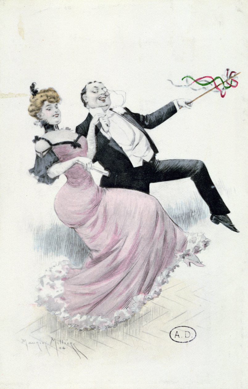 Joy of Living, vykort c.1900 (färg litho) av Maurice Millière