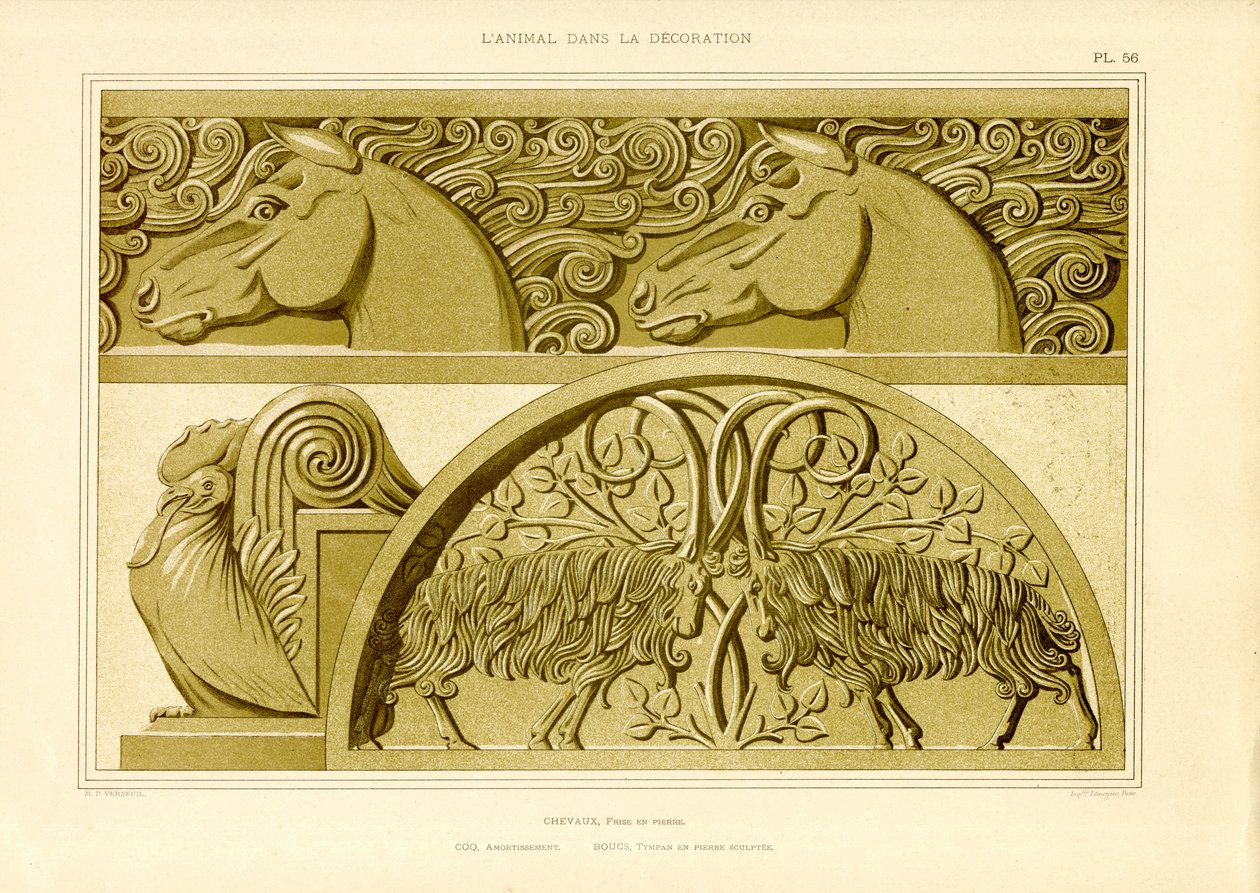 Art Nouveau hästmotiv (litografi) av Maurice Pillard Verneuil