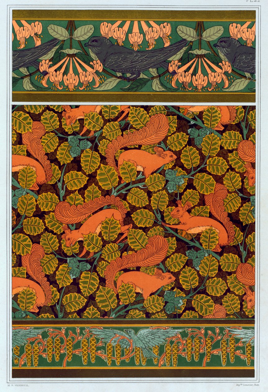 Design för tapeter och bårder, pub. 1897. av Maurice Pillard Verneuil