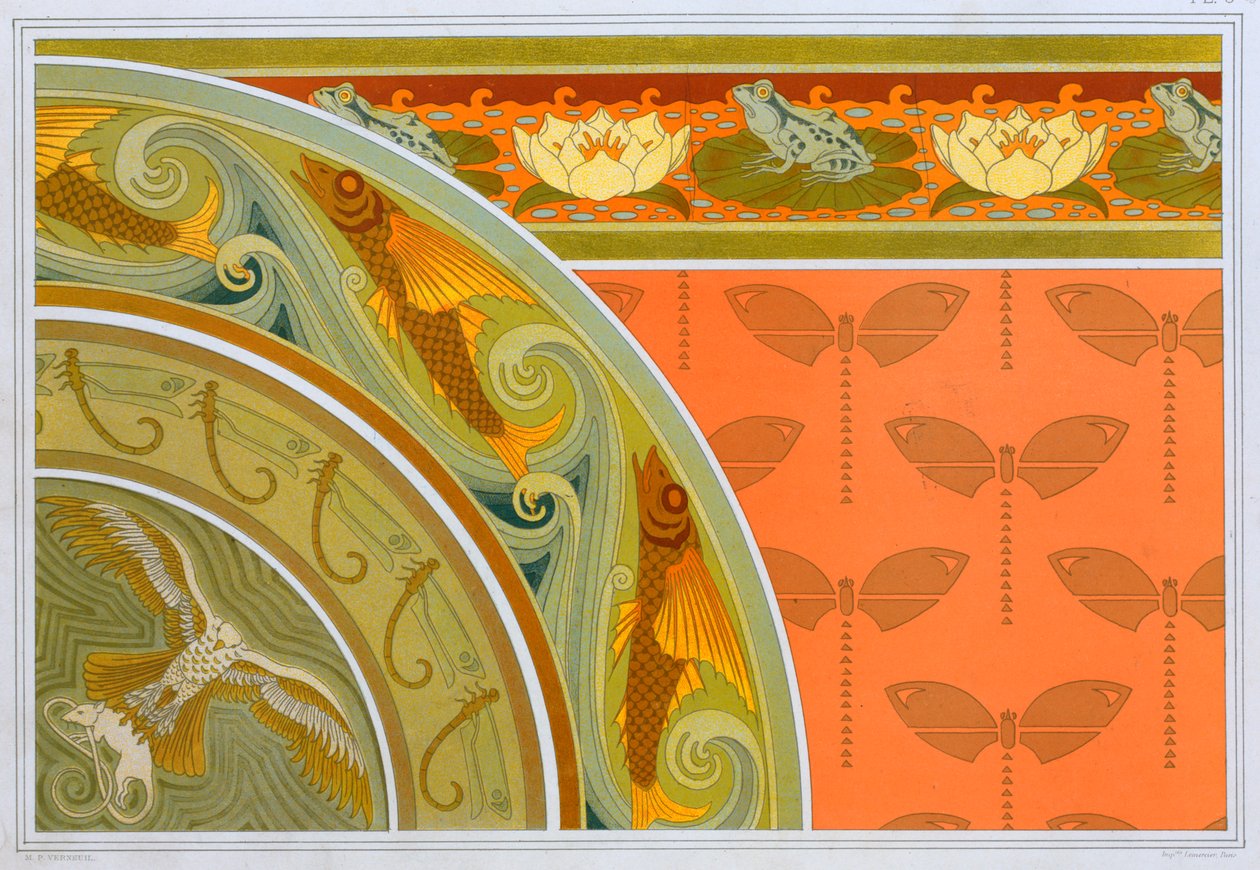 Design för tapeter bårder, pub. 1897. av Maurice Pillard Verneuil