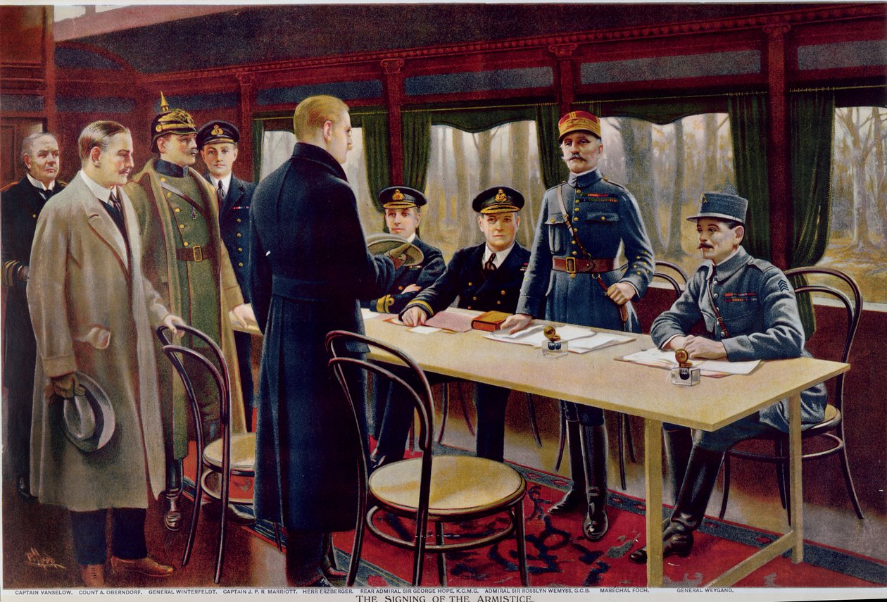 Undertecknandet av vapenstilleståndet den 11 november 1918 kl. 05.00 av Maurice Pillard Verneuil