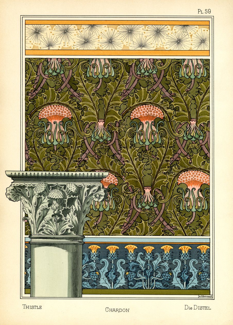 The Thistle (färg litho) av Maurice Pillard Verneuil