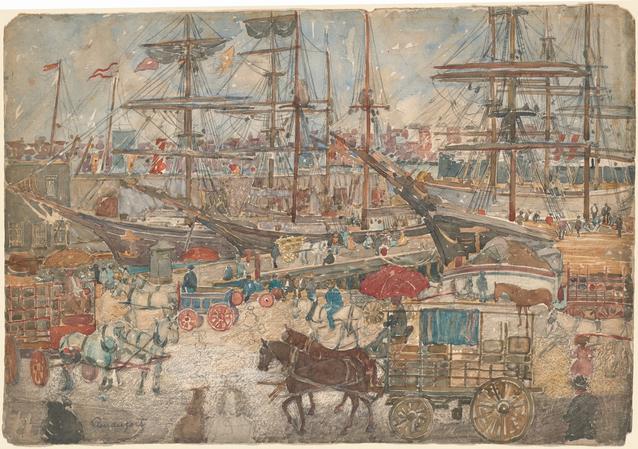 Docks, östra Boston av Maurice Brazil Prendergast