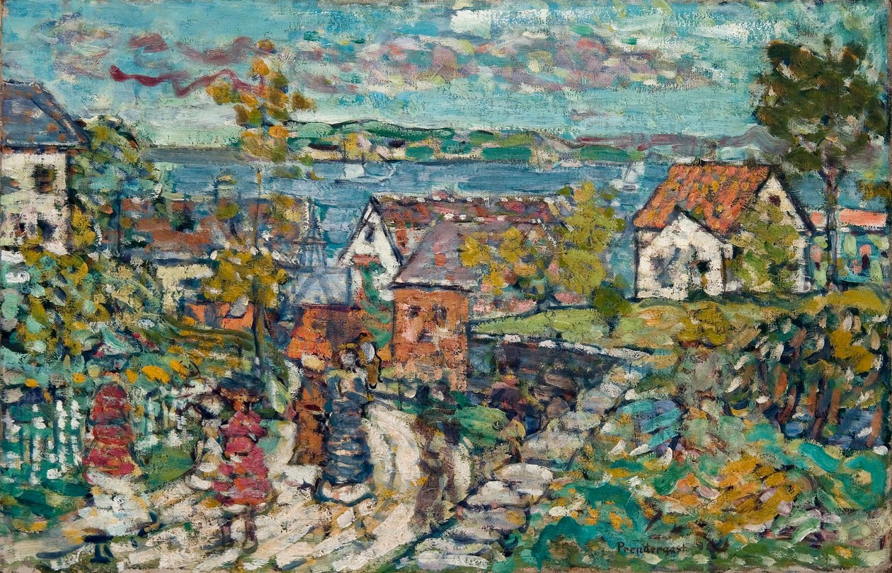 Landskap (väg och stad) av Maurice Prendergast