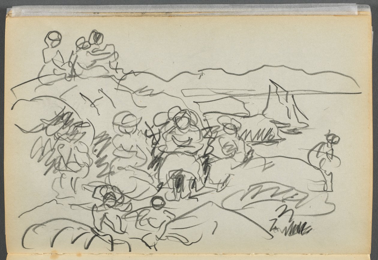 Skissbok - The Granite Shore Hotel, Rockport, sidan 096: Picnicknickare av Maurice Prendergast
