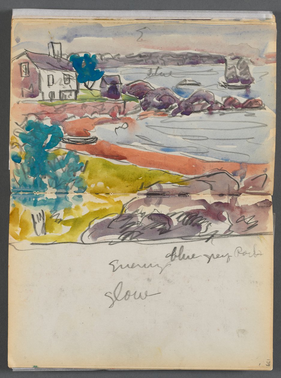 Skissbok - The Granite Shore Hotel, Rockport, sidan 138  139: "Evening Glow" av Maurice Prendergast