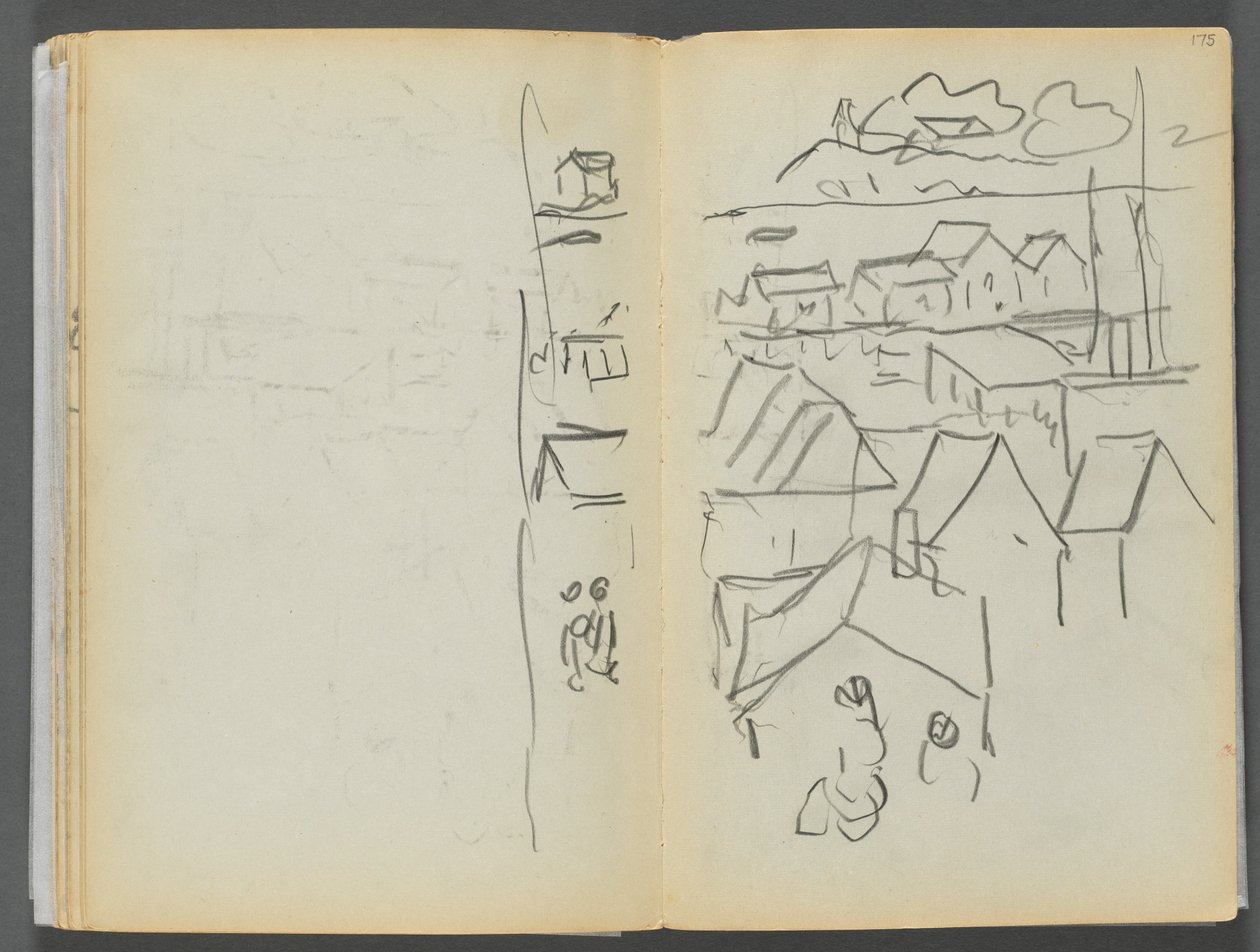 Skissbok - The Granite Shore Hotel, Rockport, sidan 174  175: Hus av Maurice Prendergast