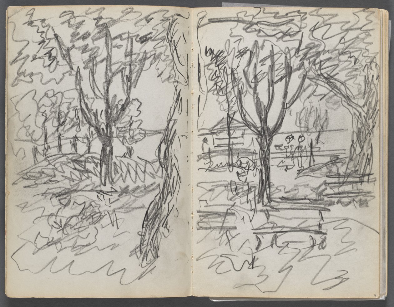 Skissbok, The Dells, nr 127, sidan 008  9: Landskap av Maurice Prendergast