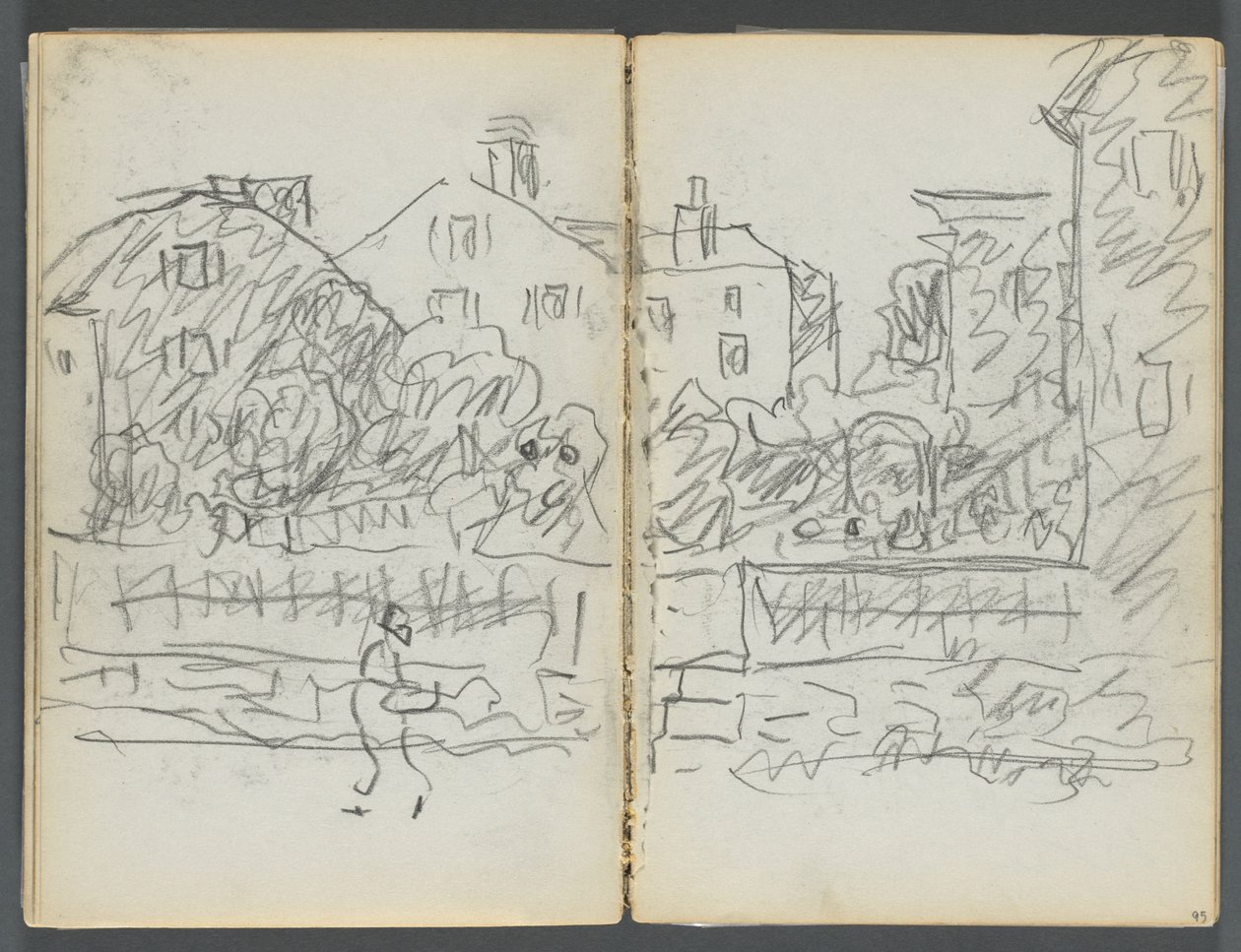 Skissbok, The Dells, nr 127, sidan 094  95: Village Street av Maurice Prendergast