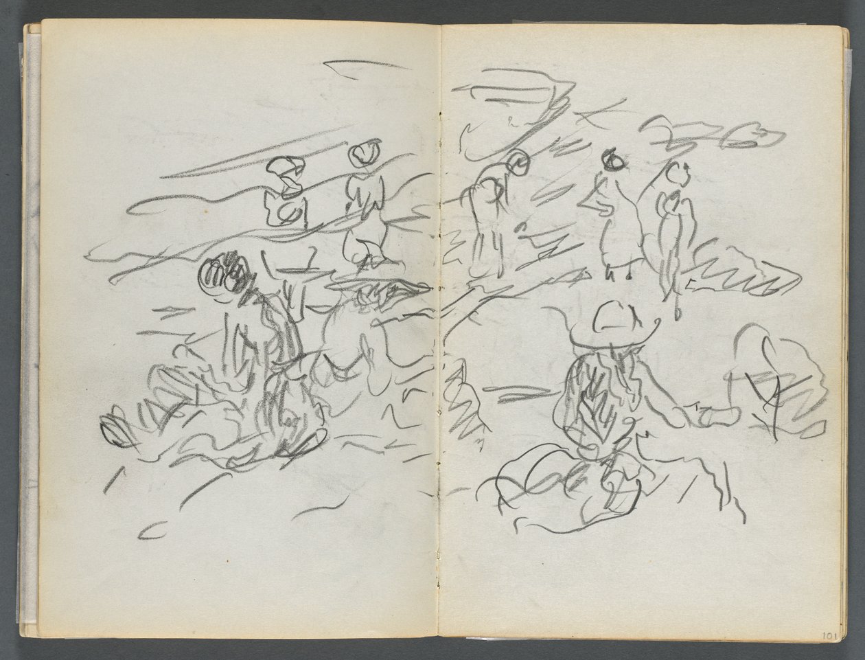 Skissbok, The Dells, nr 127, sidan 100  101: Figurer på en strand av Maurice Prendergast