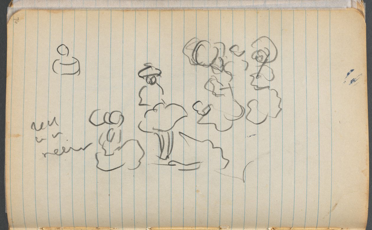 Skissbok, sidan 076: Figurer med anteckningar av Maurice Prendergast