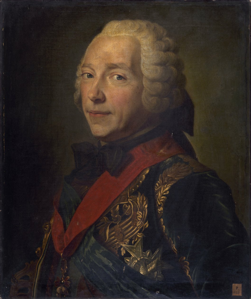 Porträtt av Charles Louis Auguste Fouquet, hertig av Belle-Isle 1684-1761. av Maurice Quentin de La Tour