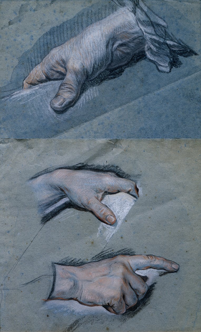 Studie av en mans händer (pastell på papper) av Maurice Quentin de La Tour