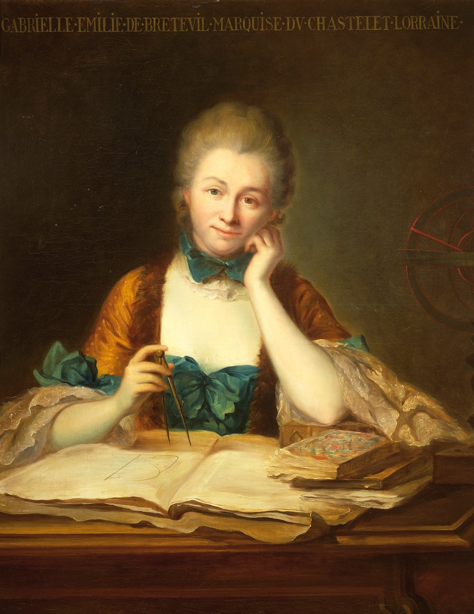 Porträtt av Gabrielle Emilie Le Tonnelier de Breteuil, Marquise de Chatelet (Paris av Maurice Quentin de La Tour
