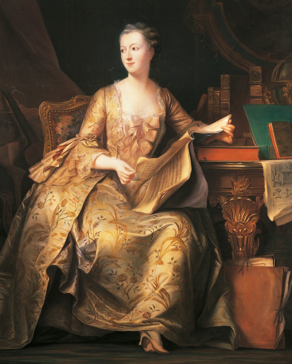 Porträtt av Marquise de Pompadour, ca 1755 (målning) av Maurice Quentin de La Tour