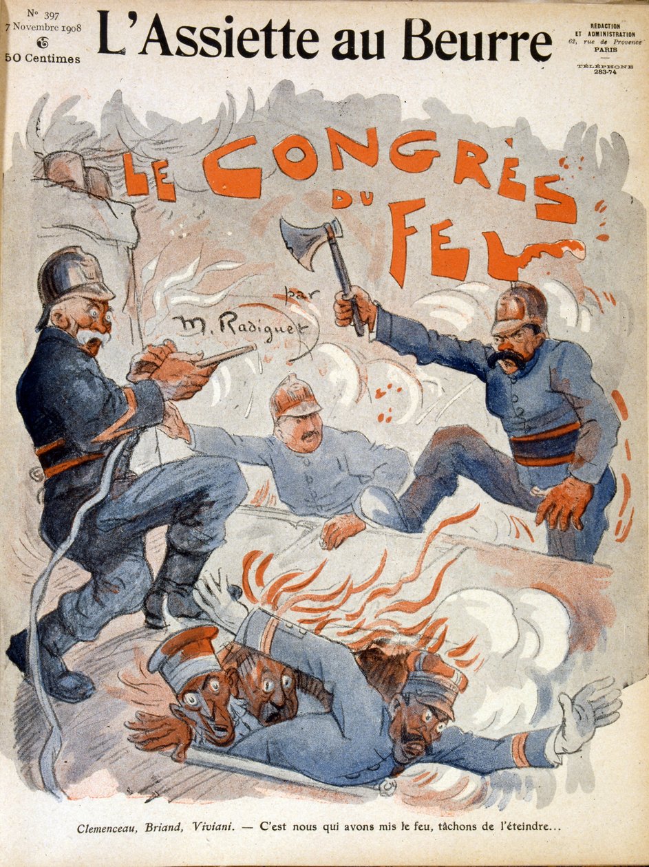 Franska statsmän Aristide Briand, Georges Clemenceau och Rene Viviani av Maurice Radiguet