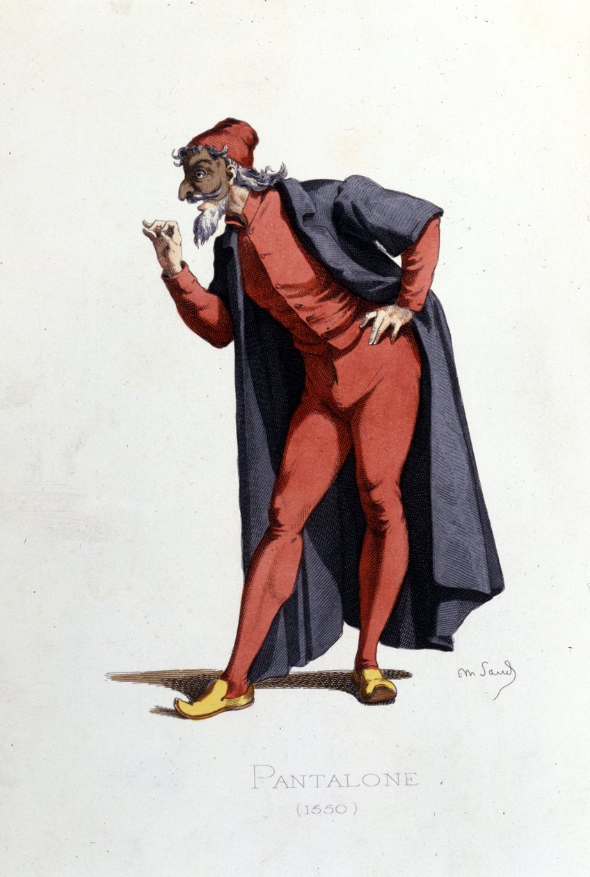Kostym och teaterkaraktär: Pantalone (en fr. Pantalone, läkare) hämtar från "" Masques et bouffons"" (italiensk komedi: Commedia dell