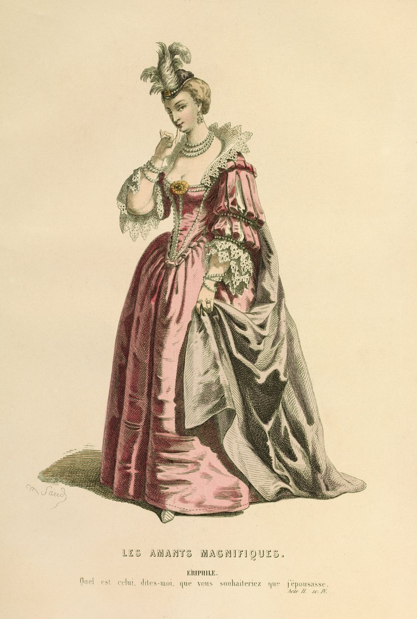 Kostym för rollen som Eriphile, ca 1868 (gravyr) av Maurice Sand