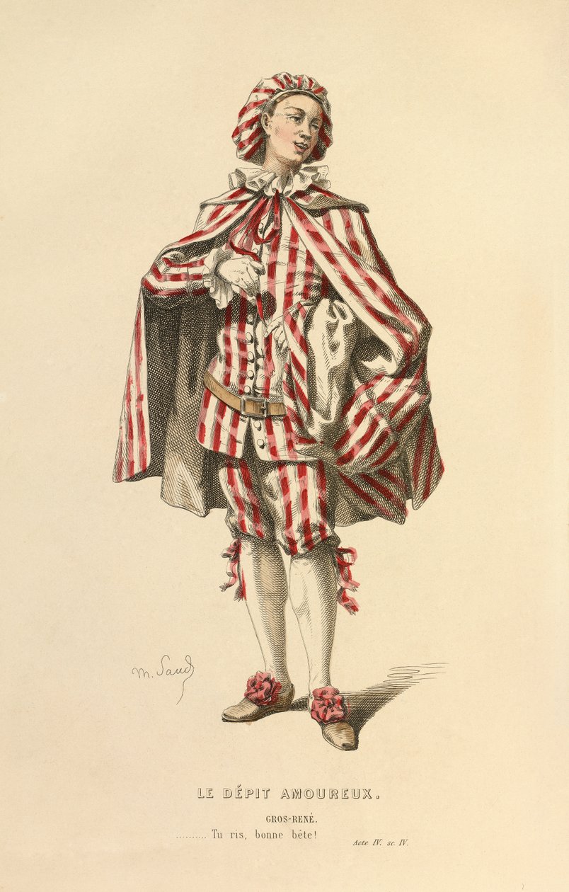 Kostym för rollen som Gros - Rene, ca 1868 (gravyr) av Maurice Sand