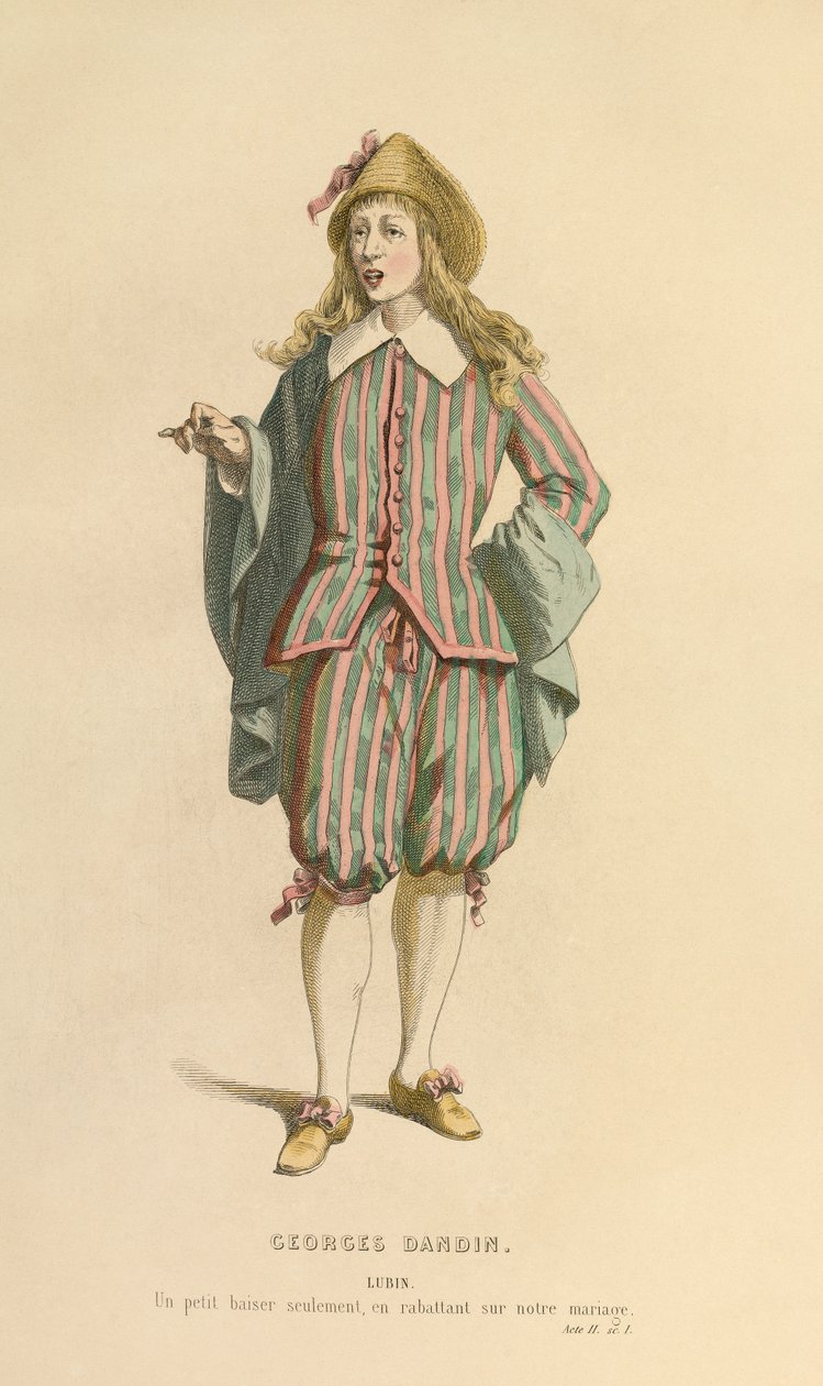 Kostym för rollen som Lubin, ca 1868 (gravyr) av Maurice Sand