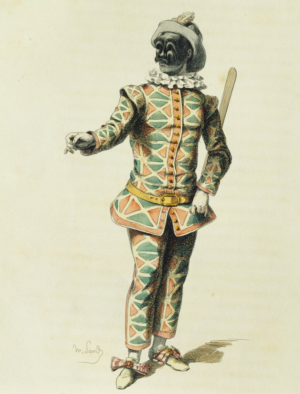 Harlequin 1671, av Maurice Sand (1823-1889) av Maurice Sand
