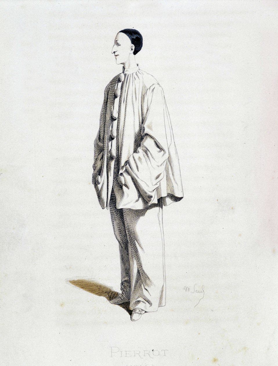 Pierrot från ""Masques et bouffons"" (italiensk komedi), text och teckningar av Maurice Sand, etsningar av A. Manceau, förord ​​av Georges Sand, Paris, Michel Lévy Frères av Maurice Sand