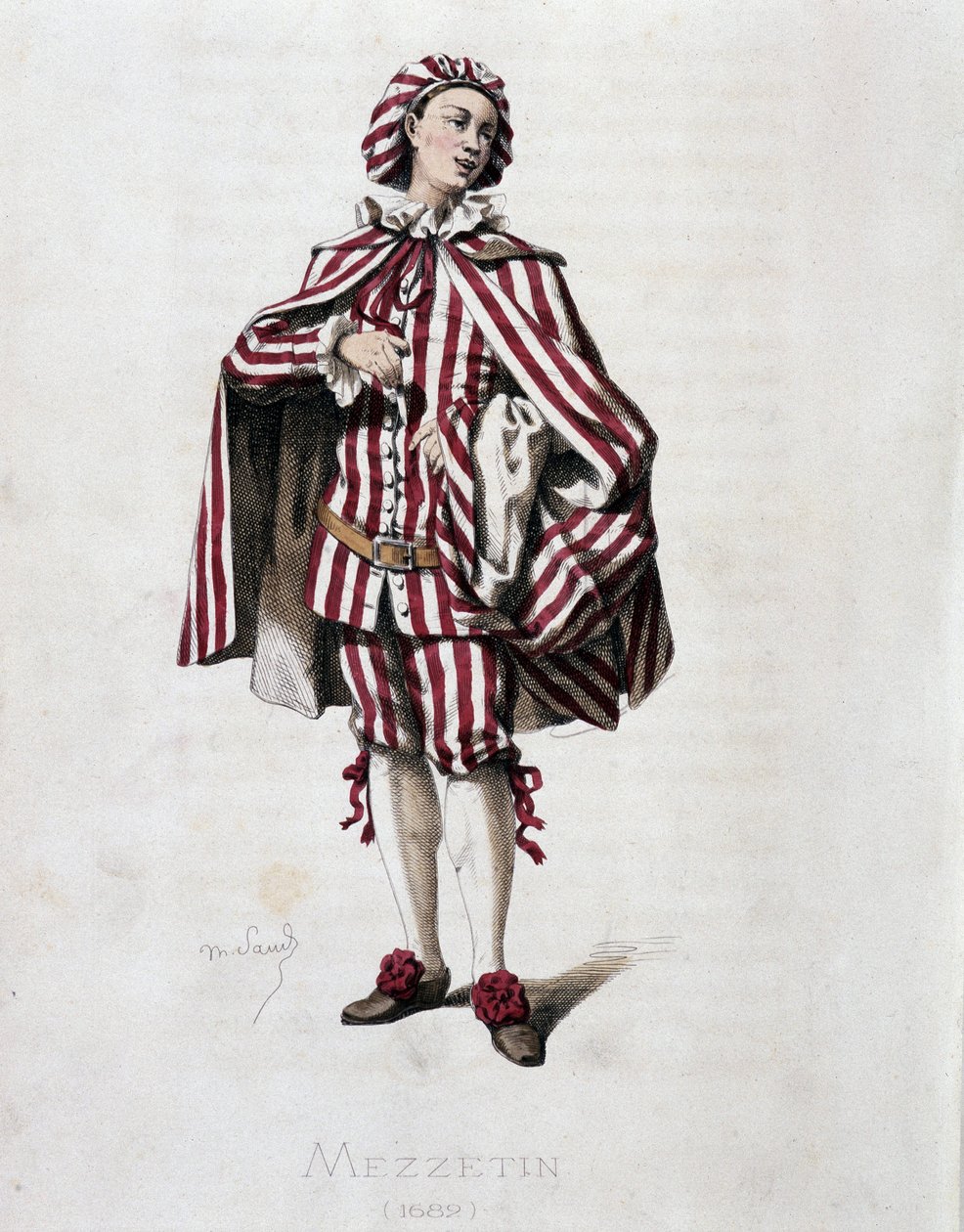 Porträtt av Mezzetin (Scapin) av Maurice Sand