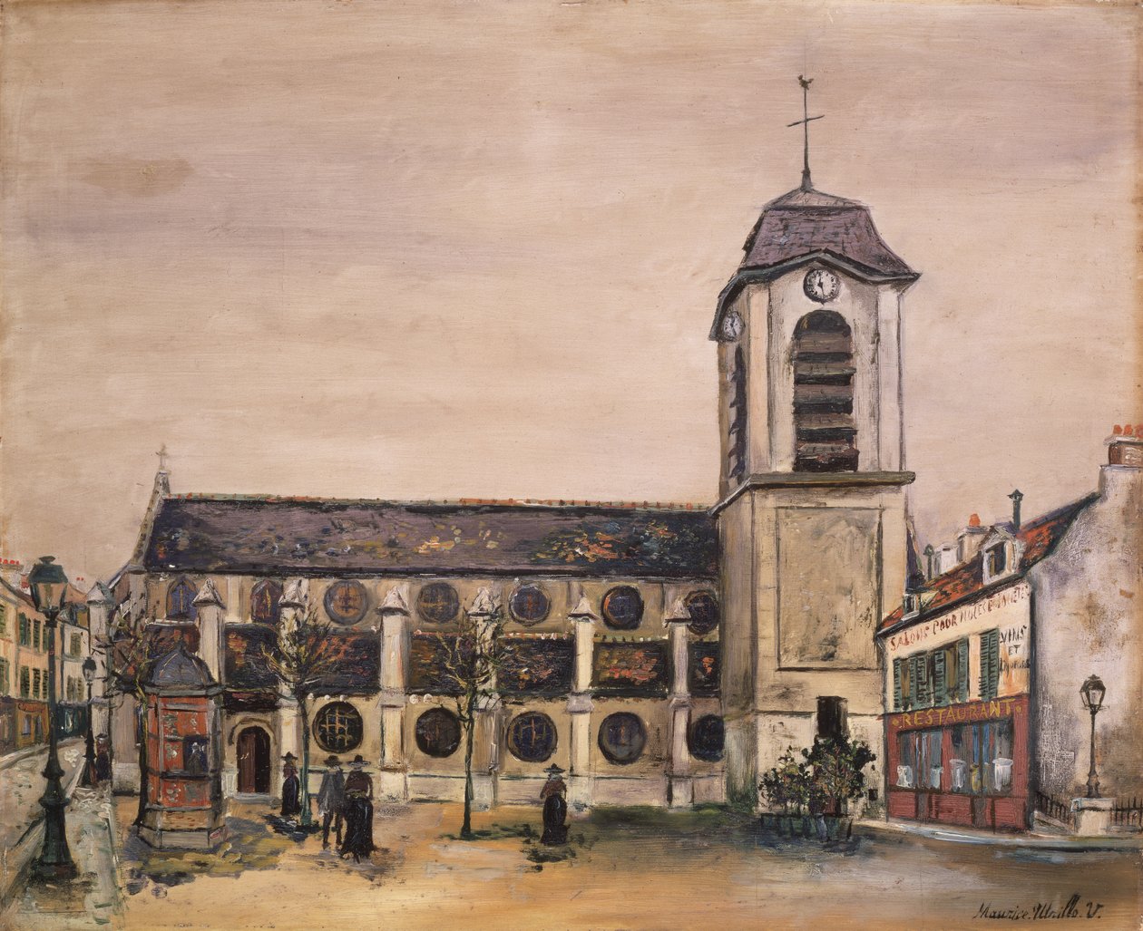 Kyrka (olja på duk) av Maurice Utrillo