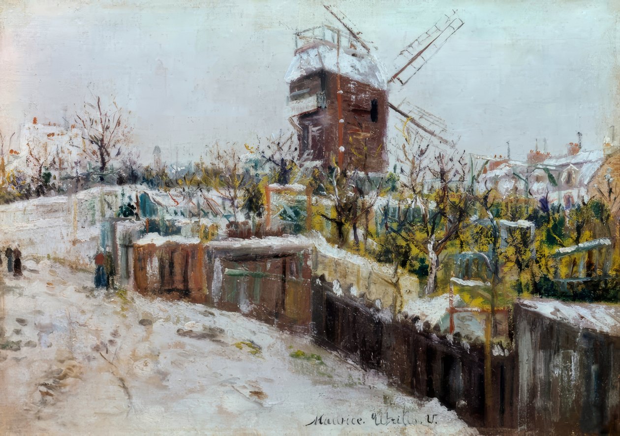 Moulin de la Galette i snön av Maurice Utrillo