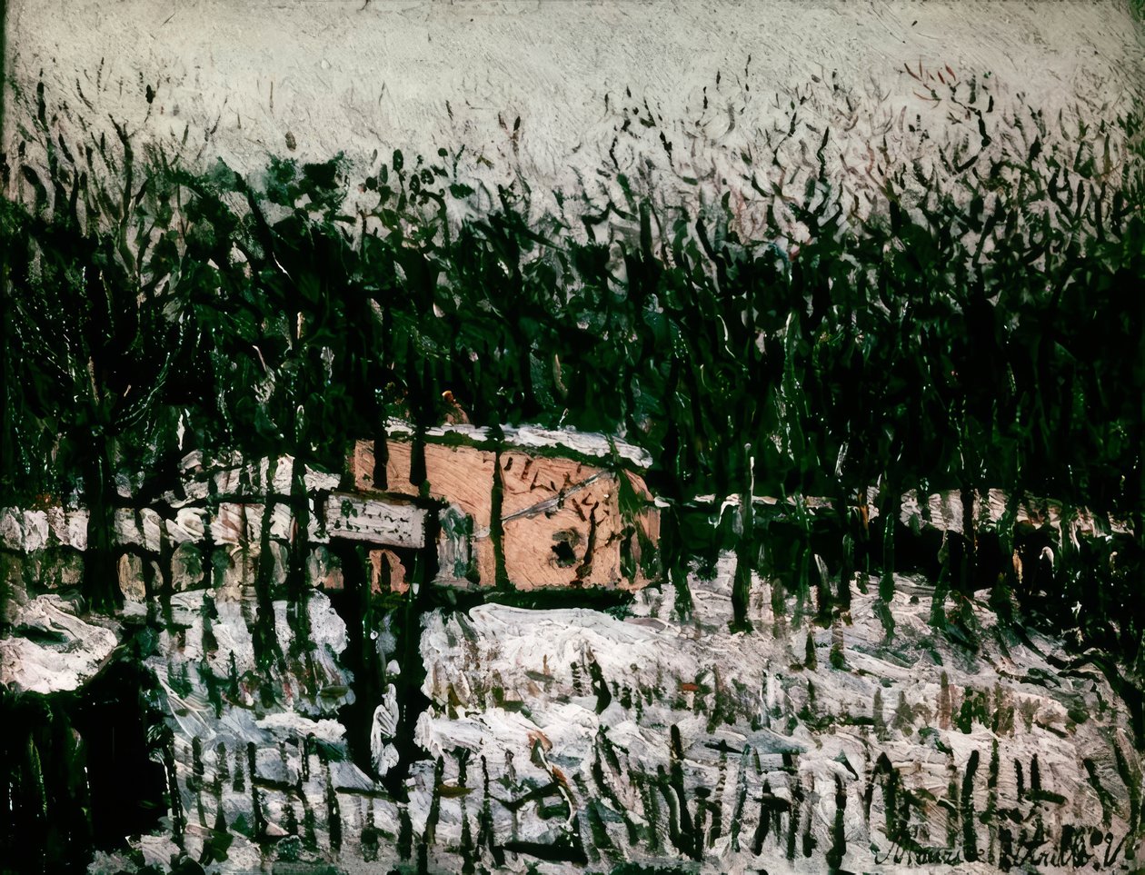 Butte Pinson i snön av Maurice Utrillo