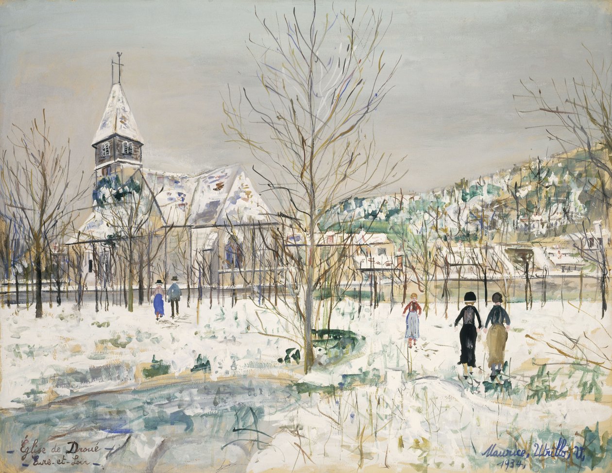 Kyrkan i Droue, Eure-et-Loir av Maurice Utrillo