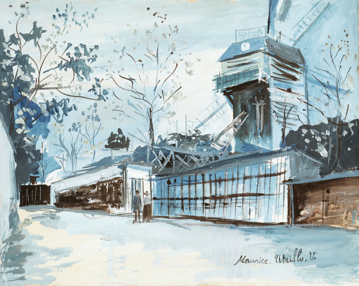 La Moulin de la Galette, Paris av Maurice Utrillo