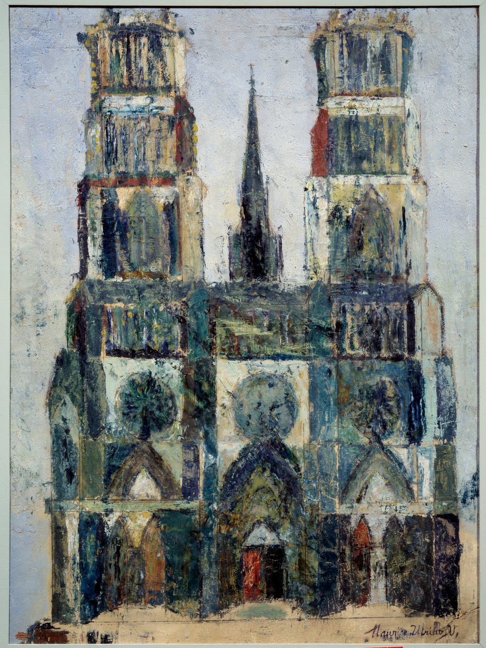Stor katedral eller katedralen i Orleans, ca 1913 (olja på parkettplywood) av Maurice Utrillo
