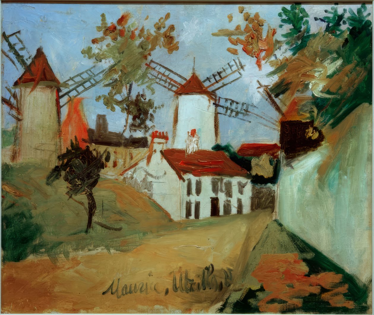 De tre kvarnarna i Montmartre av Maurice Utrillo