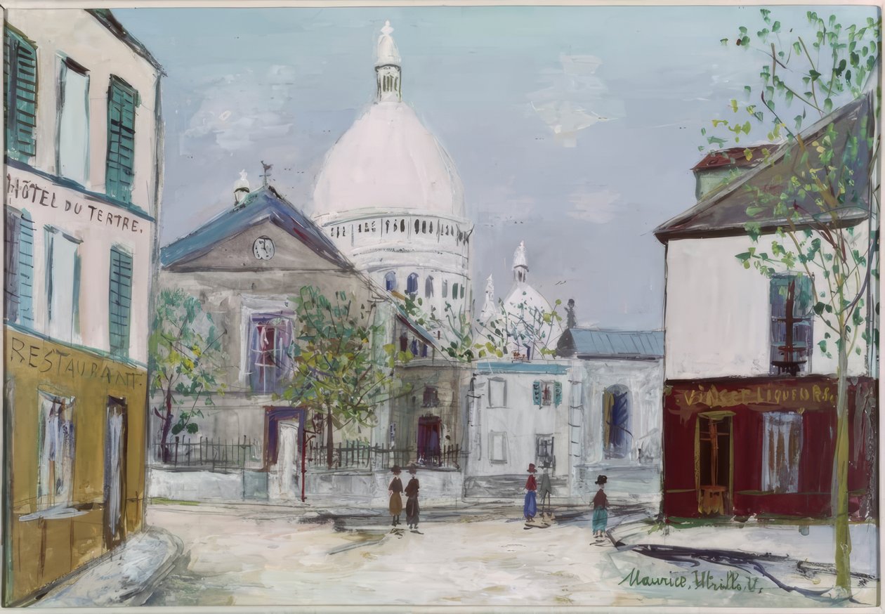 Place du Tertre och Sacré-Coeur av Maurice Utrillo