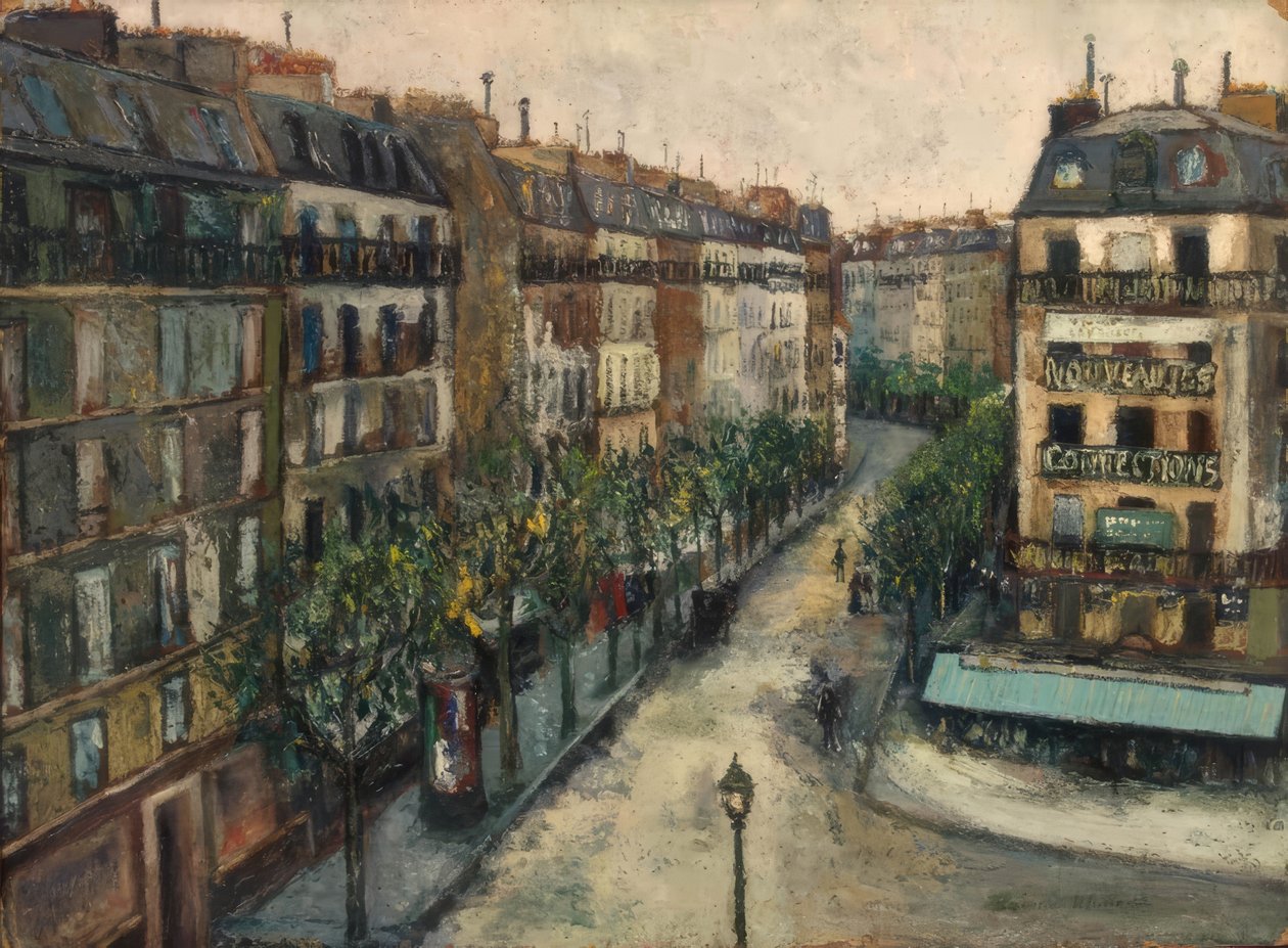 Rue Custine i Montmartre av Maurice Utrillo