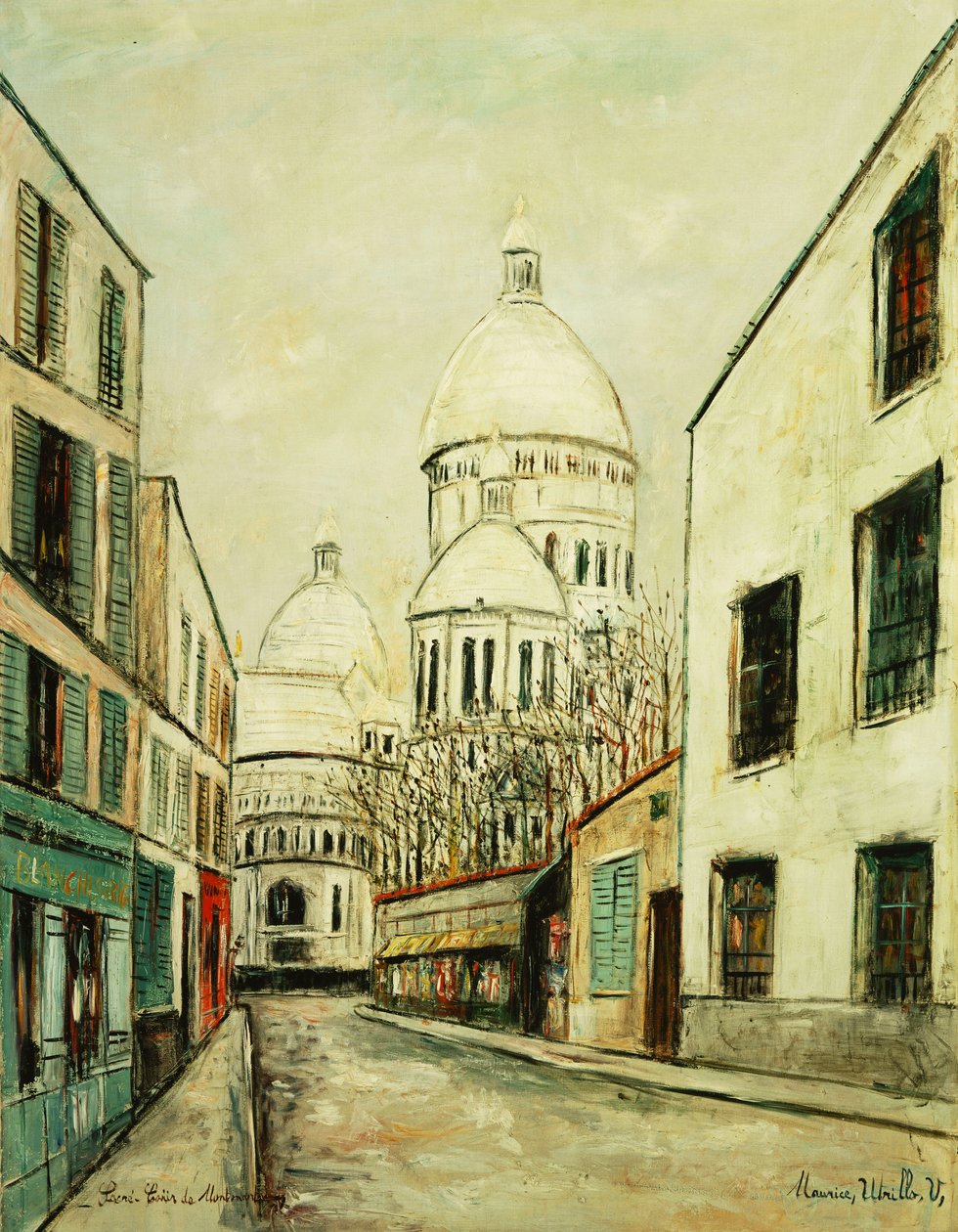 Sacre-Coeur de Montmartre (Rue du Chevalier de la Barre a Montmartre), ca 1935 (olja på duk) av Maurice Utrillo